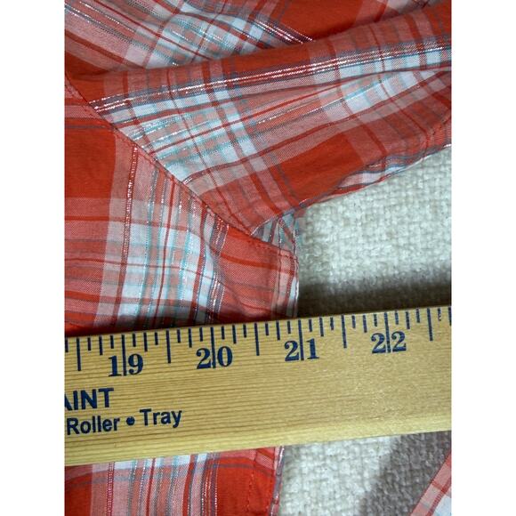 NWT Ariat Women Large Peach Plaid Studded Long Sleeve Cowgirl Western Shirt - Picture 6 of 10